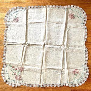 Linen Floral & Cotton Lace Tablecloth